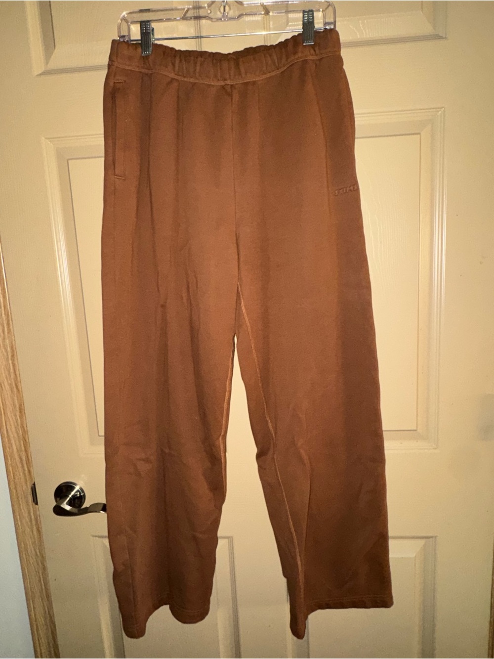 SKIMS Cotton Fleece Classic Straight Leg Pant Bison Brown (Medium)